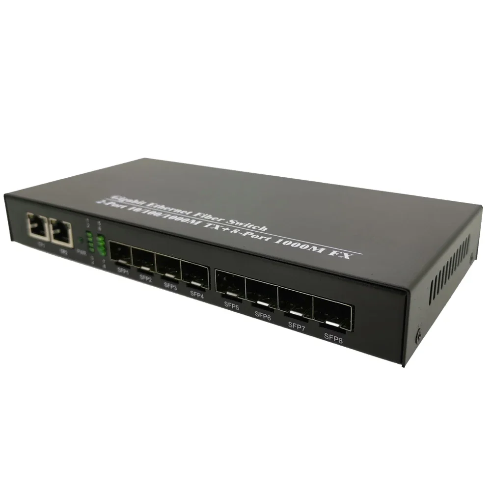 

Fiber 8-port Gigabit Fiber Switch 1000M Gigabit Ethernet Switch Fiber Optical Media Converter 8 Ports 1.25G SFP