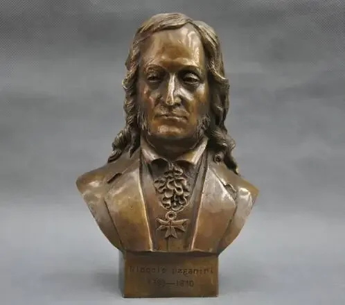 8'' Italian Great Musician Niccolo Paganini Bust Bronze Statue