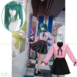 Kostiumy wampira Mikuuu Cosplay peruka uroczy projekt kostium wampira Sekai gra zielony podwójny kucyk krótkie włosy różowa sukienka Kawaii