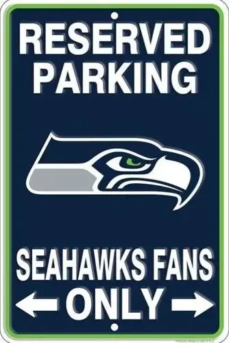 Reserved Parking Seahawks Fans Only Embossed Metal Licensed Sign ;