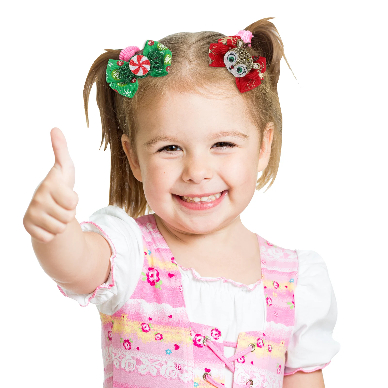 

8pcs Children Hairpin Christmas Hair Clips Glitter Bows Girls Accessories Polyester Ribbons Festive Decor Holiday Styles