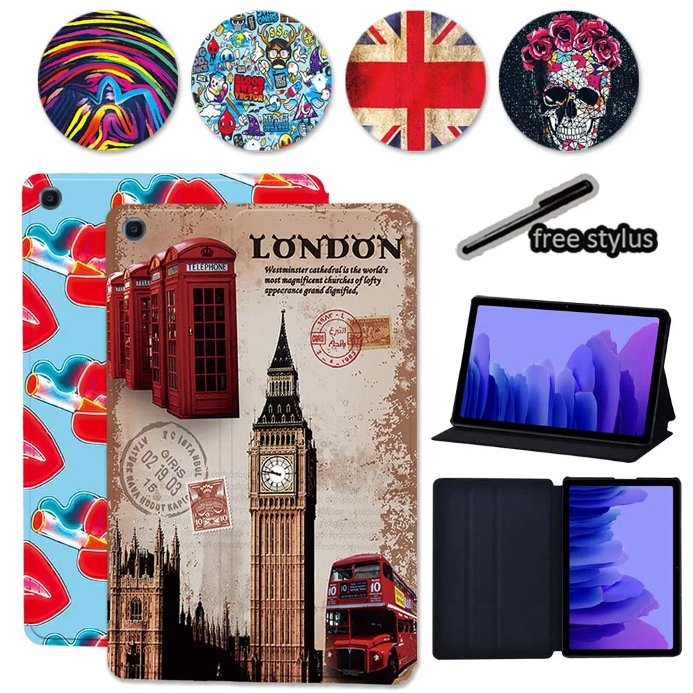 For Samsung Galaxy TAB A7 10.4 2020 T500 T505 PU Leather Stand Cover Anit-scratch Protective Shell Old Image Series Tablet Case