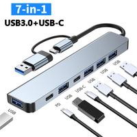 7 Ports 2-in-1 USB 3.0 HUB Type-c Adapter  USB 2.0 High Speed Transmission Multi-port USB Splitter Expander For PC Computer