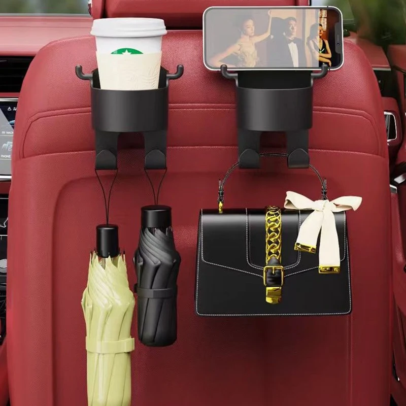

Car Seat Headrest Hook Hanger Storage Organizer Universal With Cup Holder For Handbag Fit Universal Vehicle Car Accessories