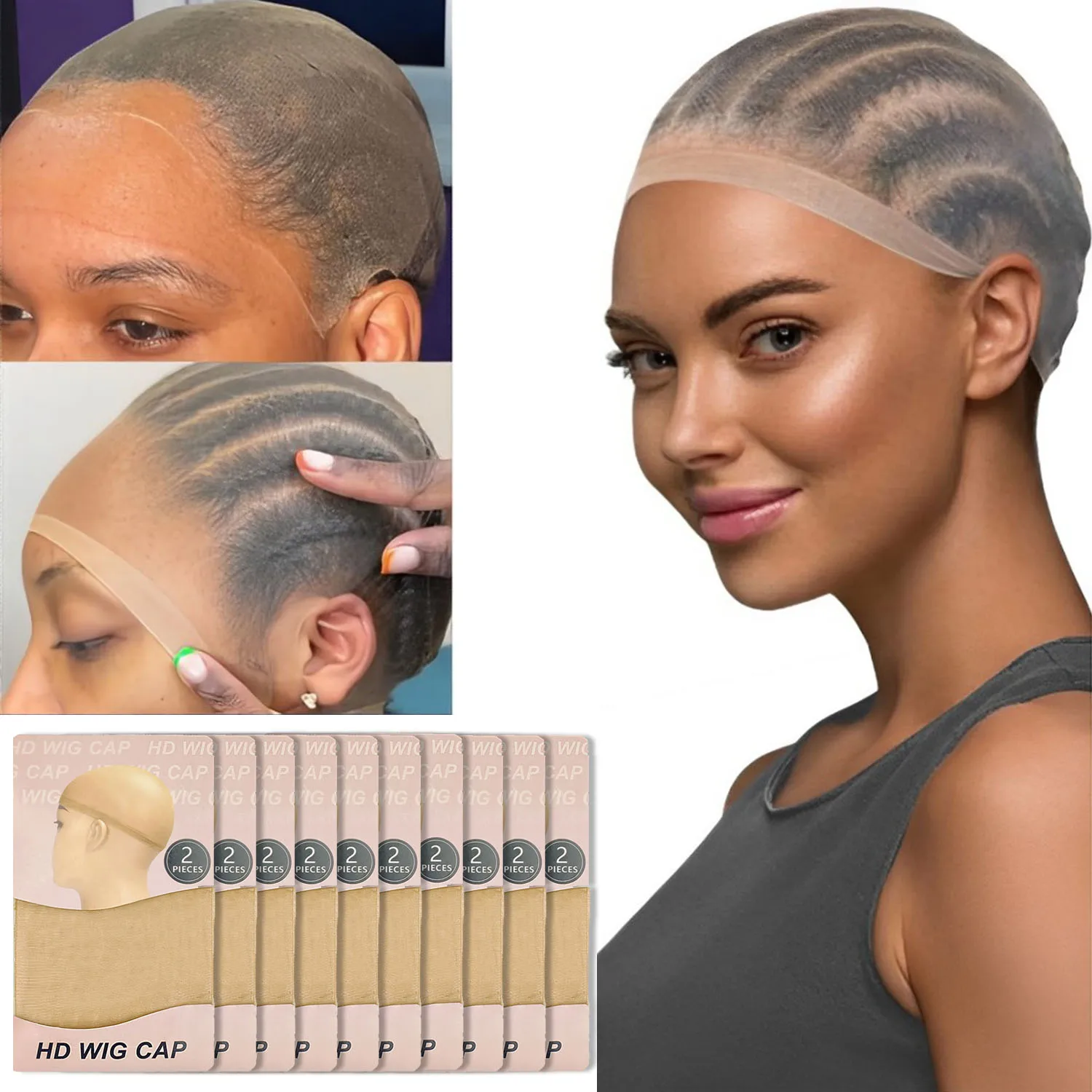 

8/12/20 Pcs HD Wig Caps for Women Thin and Transparent Wig Cap for Wig Breathable High-Elastic Stretchy Skinlike Nude Caps