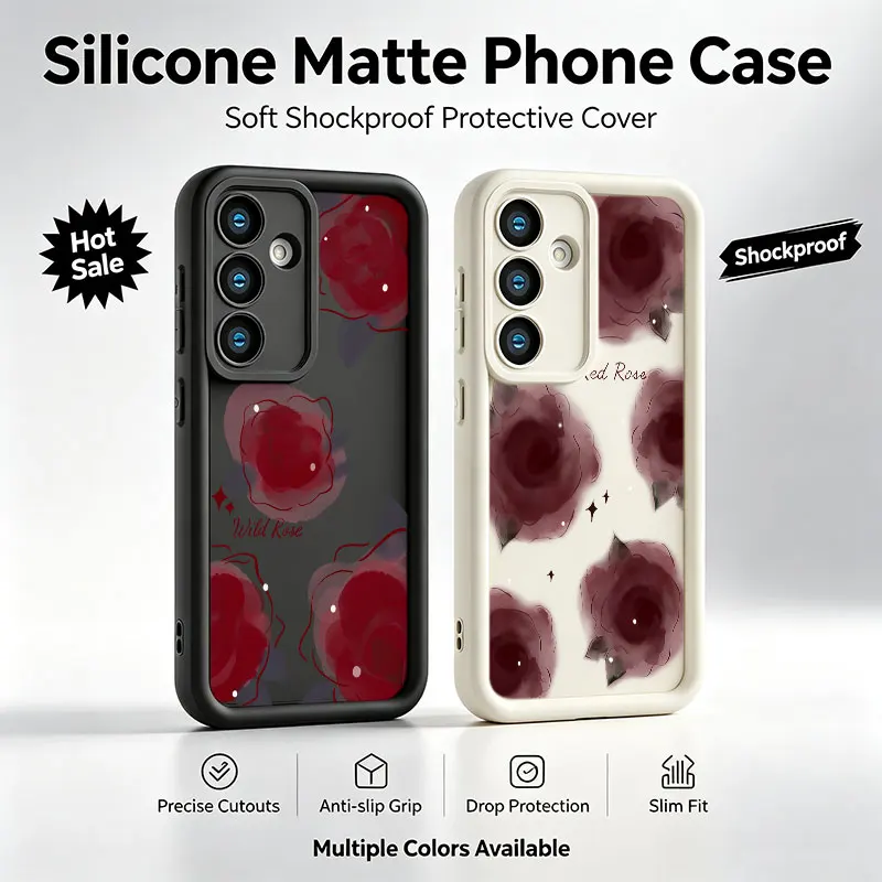 Red Rose Flower Phone Case For Samsung Galaxy A17 A16 A15 A14 A07 A06 A57 A56 A55 A54 A53 A52 A36 A35 A34 A33 A26 A25