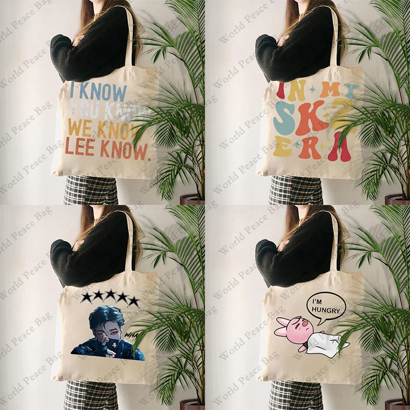 1 pc I know you know Lee know patternTote BagTrendy Folding Shoulder BagSummer Beach holiday Bag SKZ Gift for Stay Kpop Lover