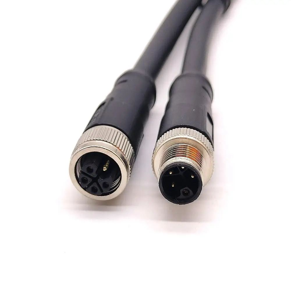 Profinet Power Supply Cable M12 L-Coded 5Pin 4+PE Male To Female 1 Meter