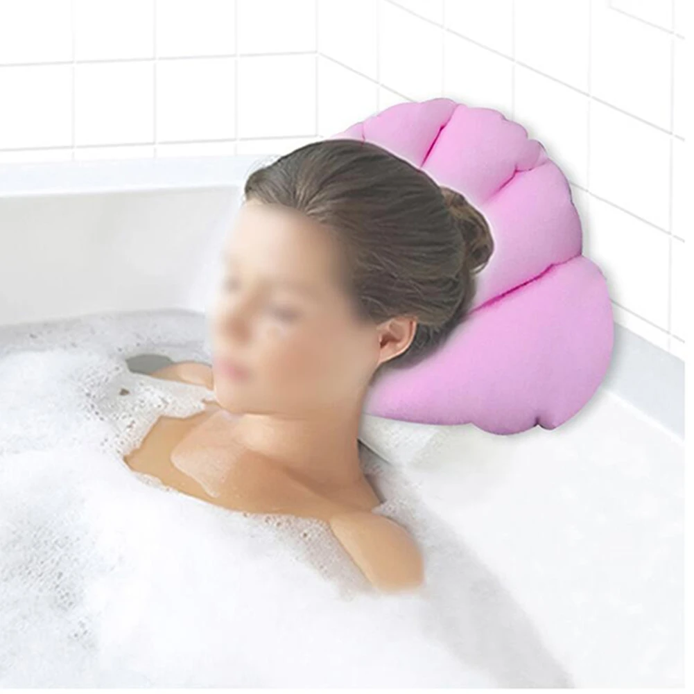 Random Bathroom Inflatable Shell Shaped Spa Pillow Soft Back Neck Cushion for Bathtub