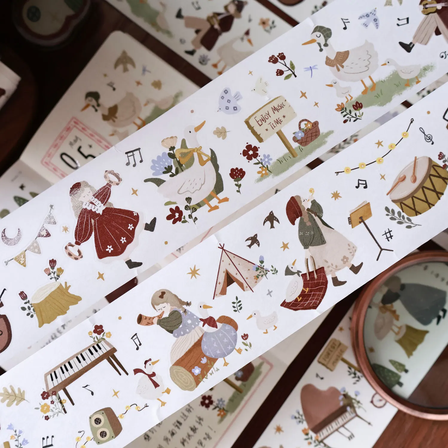Die‑Cut PET Washi Tape Light Retro Salt‑Style Forest Concert Journal Planner Scrapbooking Decor