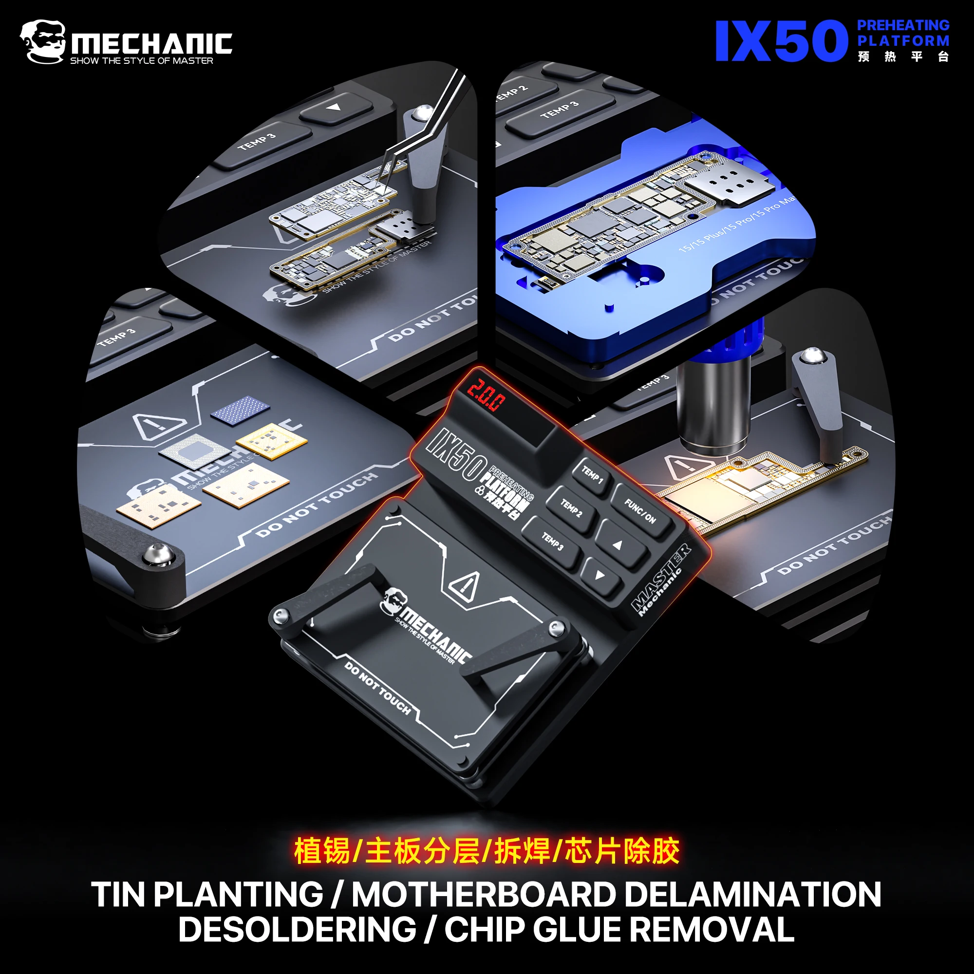 MECHANIC IX50 for IPhone Samsung Motherboard Layer Separation Heating Platform IC Chip Glue Removal Desoldering Preheating Tool