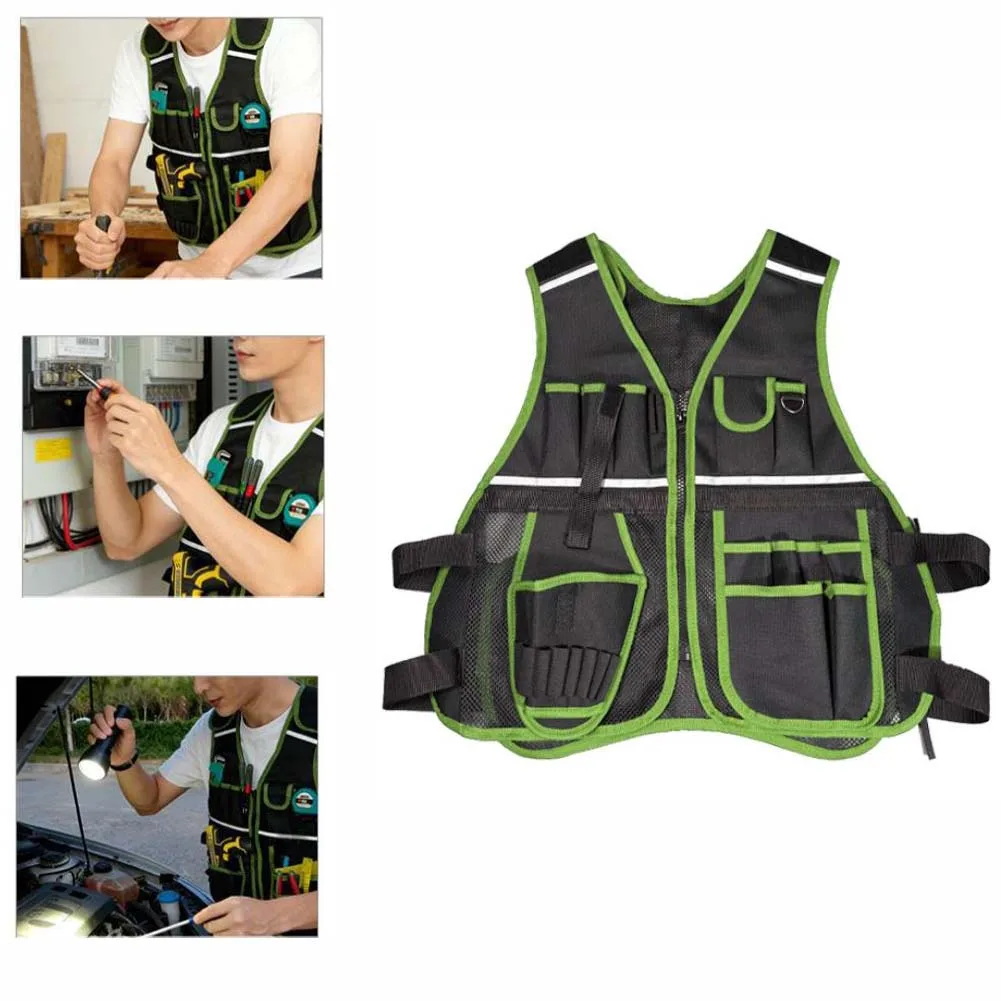 2026 Multifunctional Tool Vest For Electrician Carpenter With Multiple Pockets 600D Oxford Breathable Work Utility Waistcoat