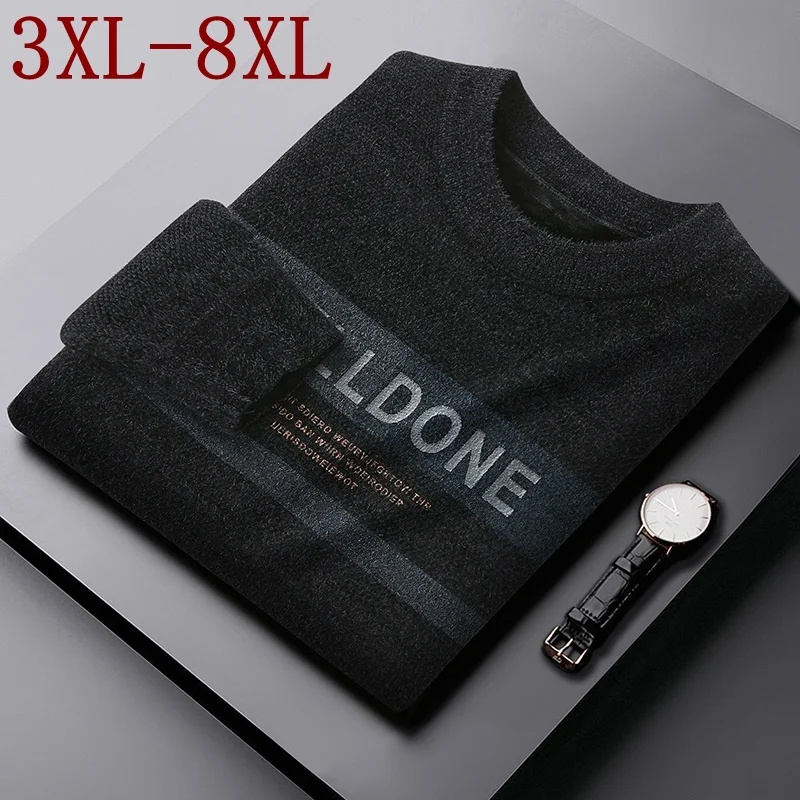 6XL 8XL 7XL New Winter Thick Knitted Pullover Sweater Men Fashion Mens Sweaters High Quality Casual Keep Warm pull homme 2023