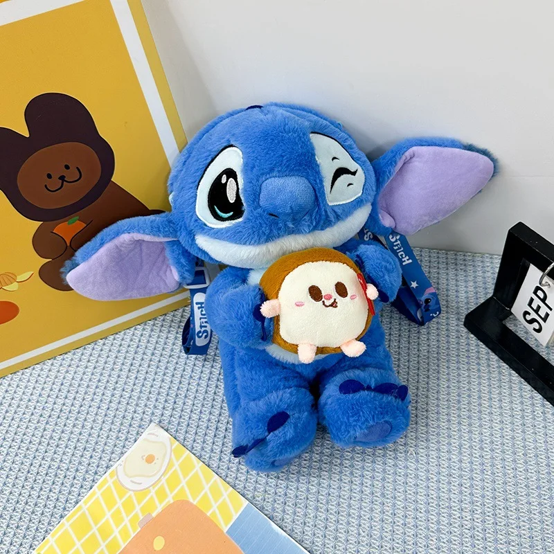 Disney 2025 New Cute Stitch Doll Backpack Crossbody Bag Soft Cute Cartoon Plush Birthday Holiday Christmas Best Gift