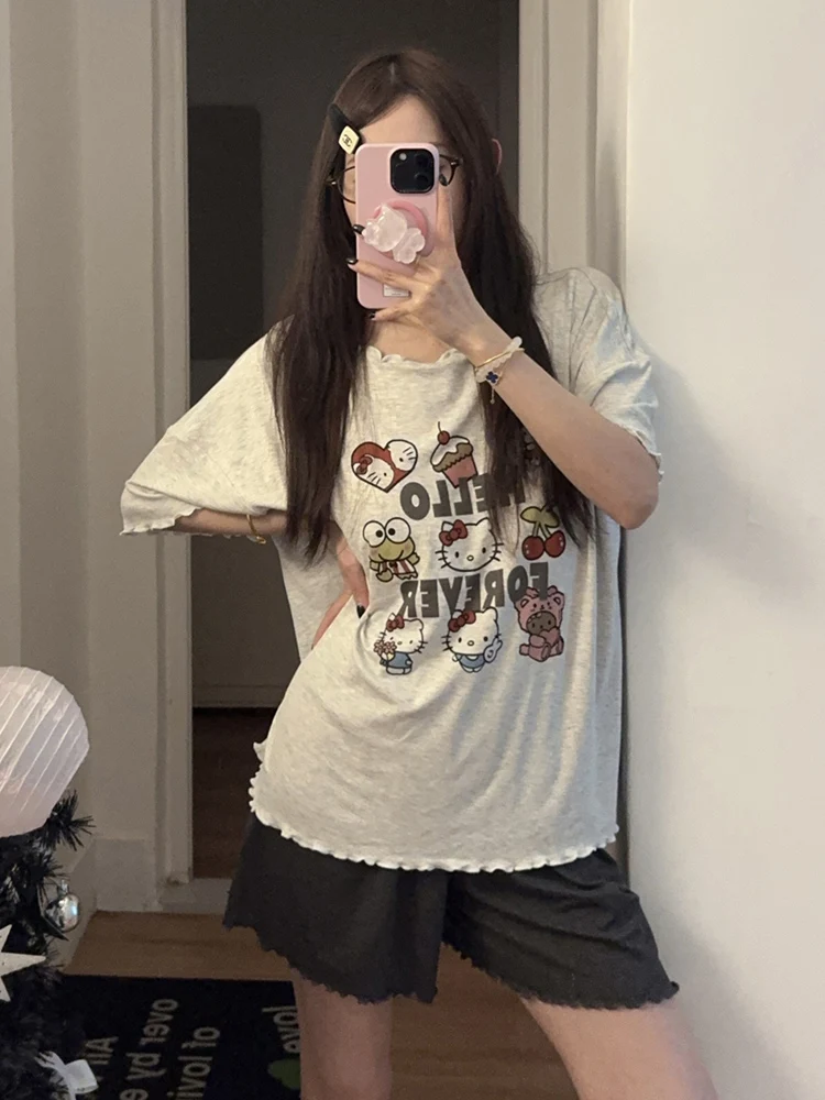 

Женская одежда Hellokit с накладкой на грудь, модальная летняя новинка ort Sve orts, домашняя одежда, уличная носимая милая мультяшная одежда...