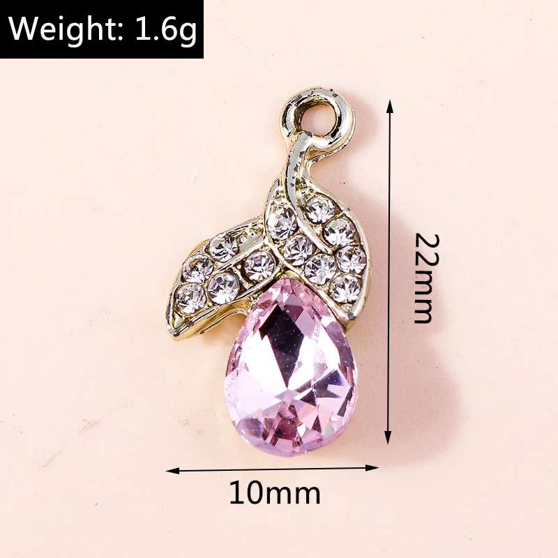 10 Stück Niedliche Kristall-Metall-Anhänger in Form von Baumblättern und Blumen für Schmuckherstellung, Ohrringe, Halsketten, Armbänder, DIY-Bastelzubehör – Detail 6