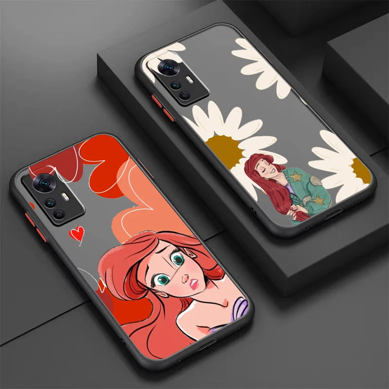 

Mermaid Disney Cartoon Fashion Frosted Translucent For Xiaomi Mi 13 12 12T 11T 11 11i 10T 10 9T Pro Lite Ultra 5G Funda