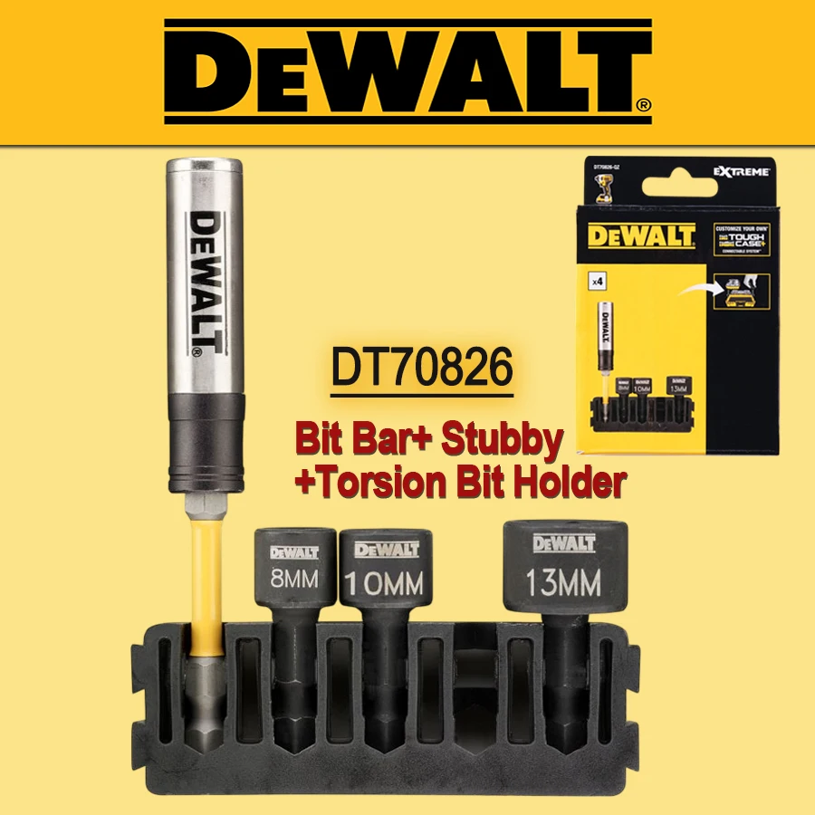 Dewalt DT70826 5Pcs Bit Bar + Stubby 8mm/10mm/13mm + Torsion Bit Holder Extreme Stubby Nut Driver Tool Accessories