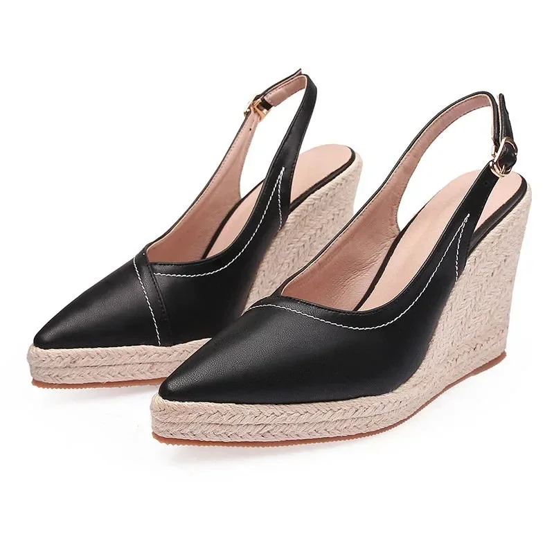 Scarpe con tacco da 9cm zeppe da donna décolleté con tacco slingback scarpe espadrillas con plateau a punta scarpe con tacco alto da donna