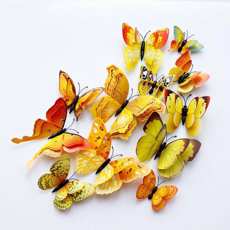 12Pcs 3D PVC Wall Sticker Butterfly Children\\\'s Room Home Background Wall Decoration Living Room Bedroom Home Decoration