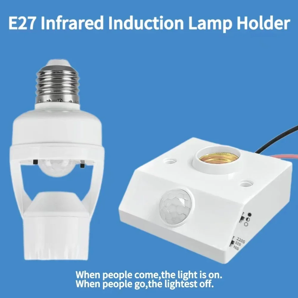 E27 LED Bulb Light Holder PIR Smart Human Body Infrared Sensor Lamp Holder 220V With regulate Switch Motion Detector Lamp Base