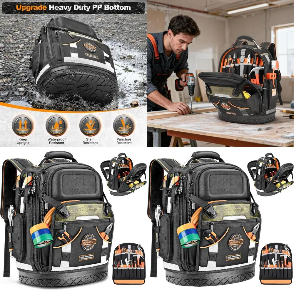 

Профессиональный рюкзак электрика для инструментов из сверхпрочного материала 1680D с формованным дном и запирающимся замком - Версия 3.0