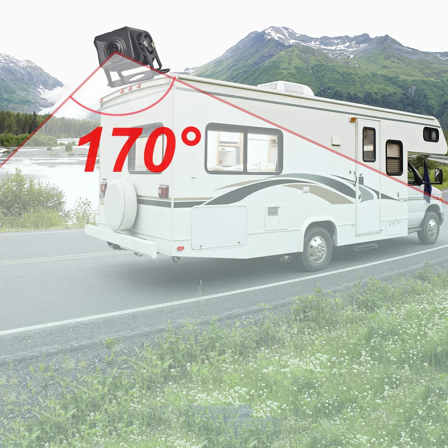ชุดกล้องมองหลังแบบมีสายพร้อมจอภาพ IPS ขนาด 7 นิ้ว DVR ความละเอียด 1024x600+1080P มาตรฐาน IP69 สำหรับรถบรรทุก รถบัส รถพ่วง รถบ้าน และรถยนต์
