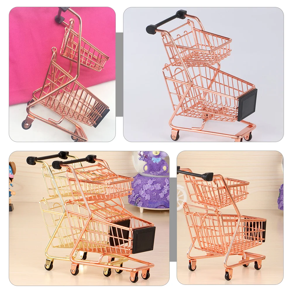 Mini Shopping Cart Utility Handcart Storage Metal Supermarket Iron Trolley Kids Child