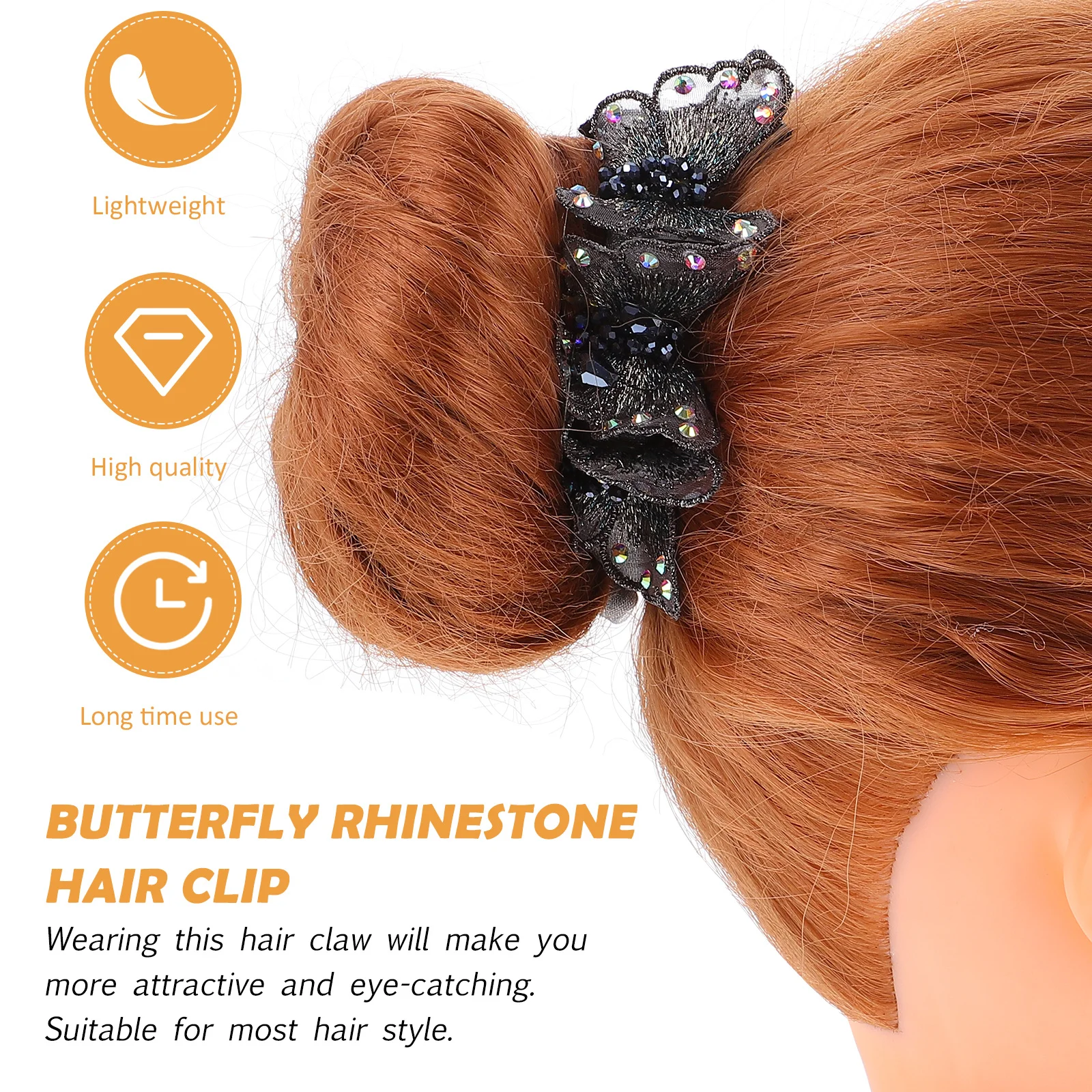 

1pc Crystal Hairpin Butterfly Rhinestone Hair Clips Large Handmade Woven Hairgrip For Women Wedding Banquet