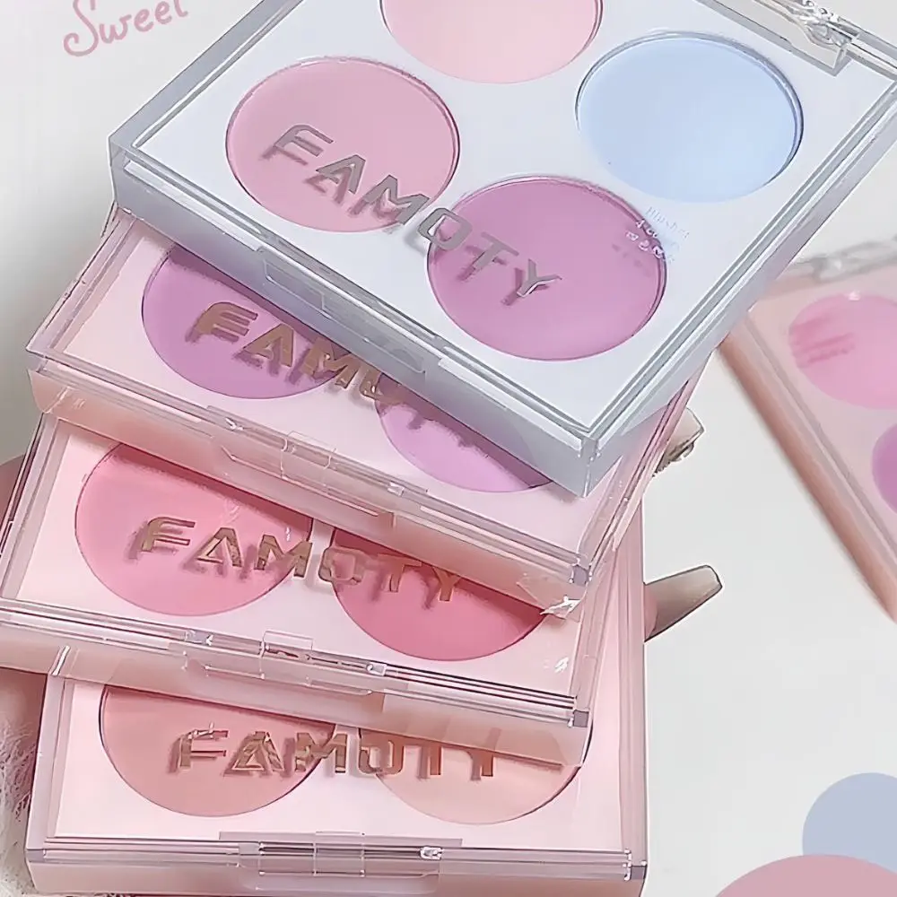 Long-lasting 4 Colors Blush Palette Matte Powder Compact Cheek Tint Rouge Vibrant Color Portable Facial Mist Blusher