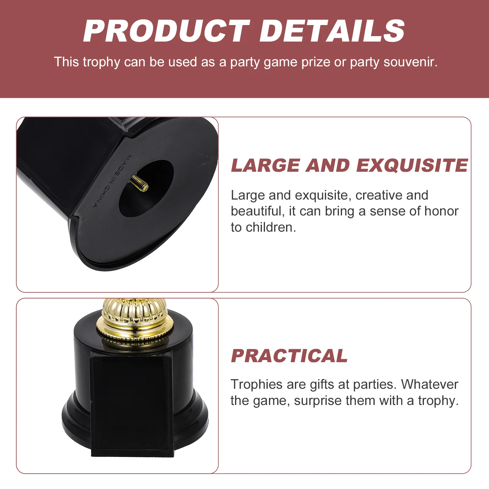 Trophäenbecher, groß, exquisiter Kunststoffpreis für Sportwettbewerbe, Gewinner, Ehre, Anreizpreis, dekorative Universal-Trophäe