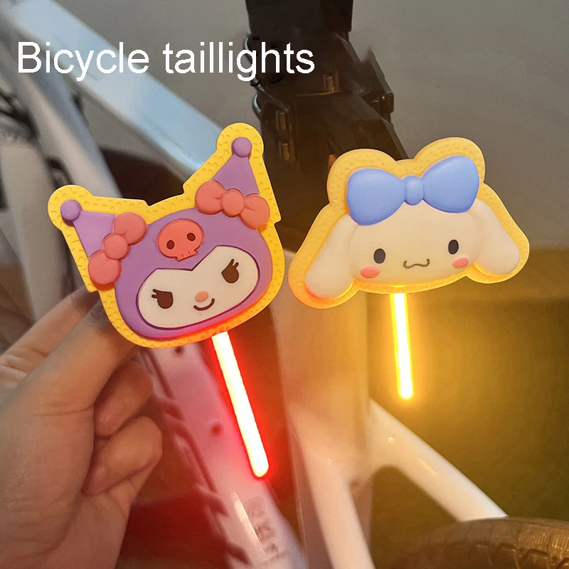 Road Bike Mountain Bike Taillight Cartoon Cinnamoroll Pochacco Cycling Equipment At Night Safety Warning Rear Light Water Proof