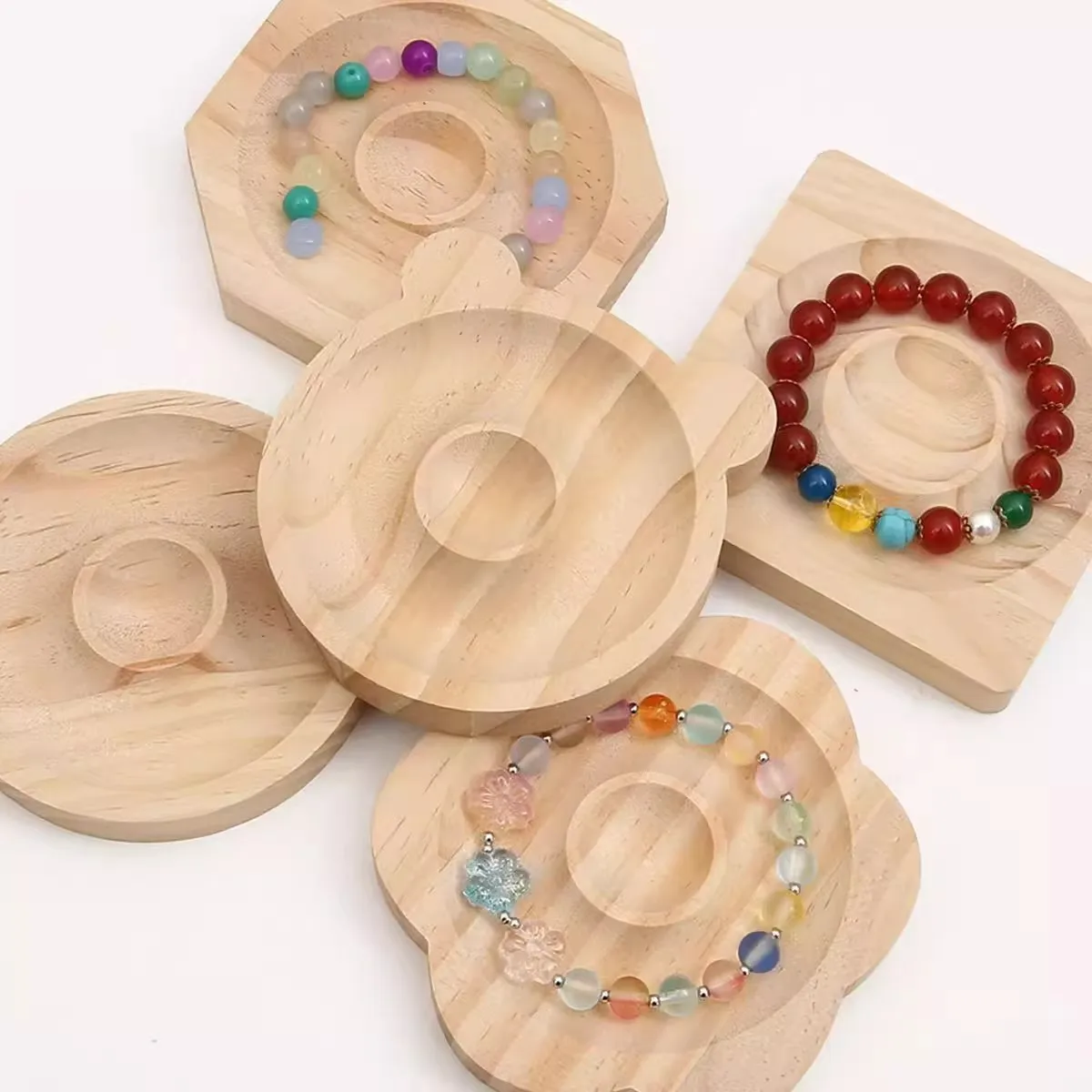 Necklace bracelet design plate DIY Jewelry Design Solid Wood Jewelry Display Plate Cultural toys bead string bracelet tray