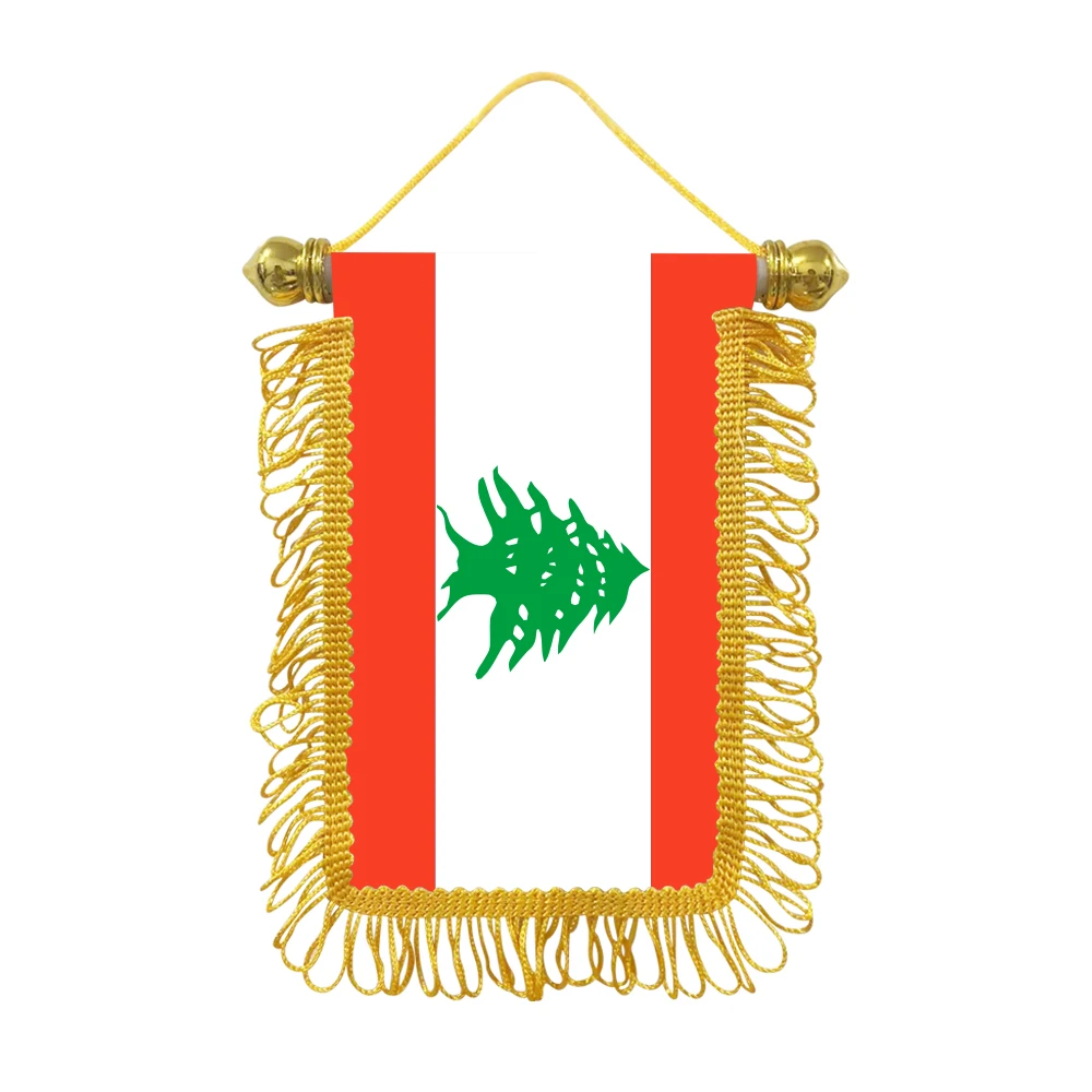 Lebanon small hanging flag 10x15cm triangular flag car decoration hanging flag double-sided pattern with suction cup