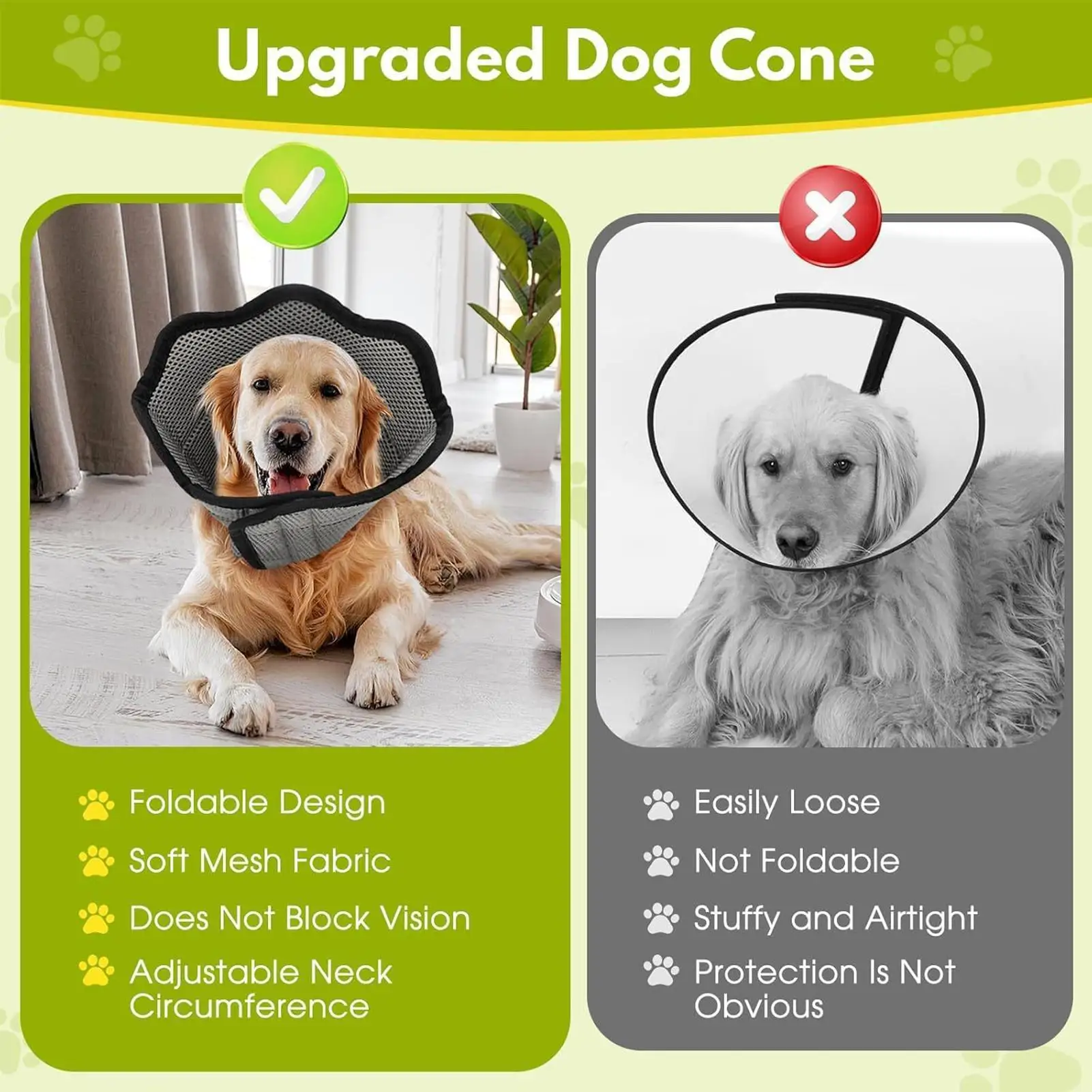 

Dog Recovery Cone Breathable Soft Pet Cat Cone Collar Adjustable Comfortable Protective Prevent Biting Guard for Outdoor Indoo