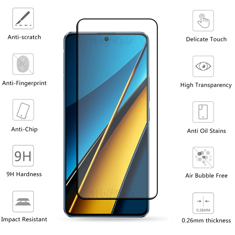 4pcs For Poco X6 For Glass Poco X6 5G Screen Protector Full Cover Glue Glue 9H Protective Tempered Glass Xiaomi Poco X6 Pro 5G