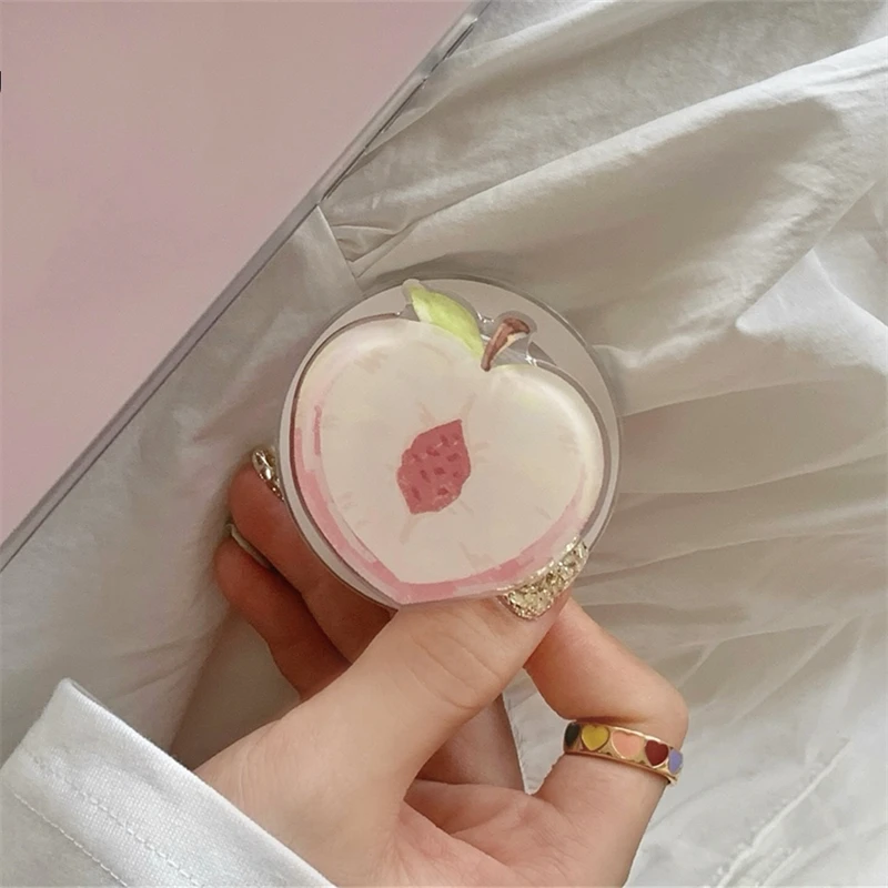 Soporte de agarre de teléfono magnético para IPhone 15, soporte de dedo de color rosa melocotón, elegante, soporte de expansión de anillo de chica de Japón y Corea