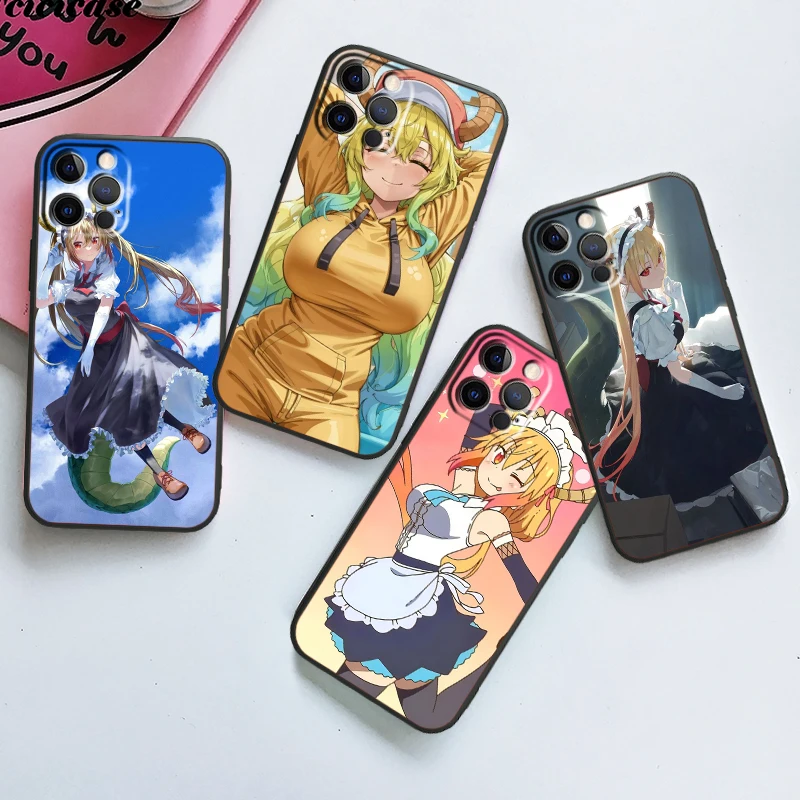 Cool Art Miss Kobayashis Dragon Maid For Apple iPhone 16 15 14 13 12 11 XS XR X Pro Max Plus Mini Black Cover Phone Case