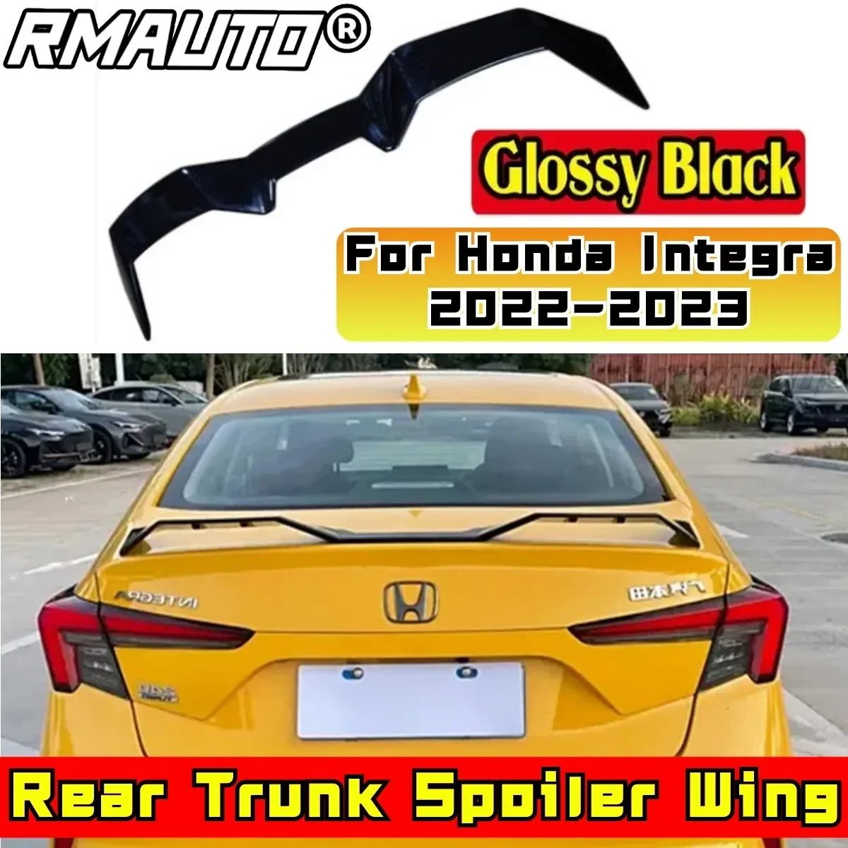 Car Rear Trunk Spoiler Body Kit ABS Plastic Car Rear Spoiler Wing For Honda Integra 2022 2023 Rear Trunk Wing Car Accessories