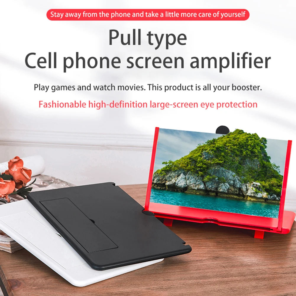 8.2/9/10/12/14 in 3D Mobile Phone Screen Magnifier HD Video Amplifier Foldable Holder Smartphone Movie Magnifying Glass Bracket