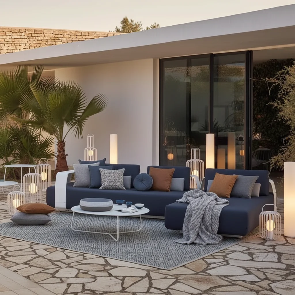 Outdoor Furniture Quick Dry - #Blue Aluminum Modern Outdoor Sofa Set