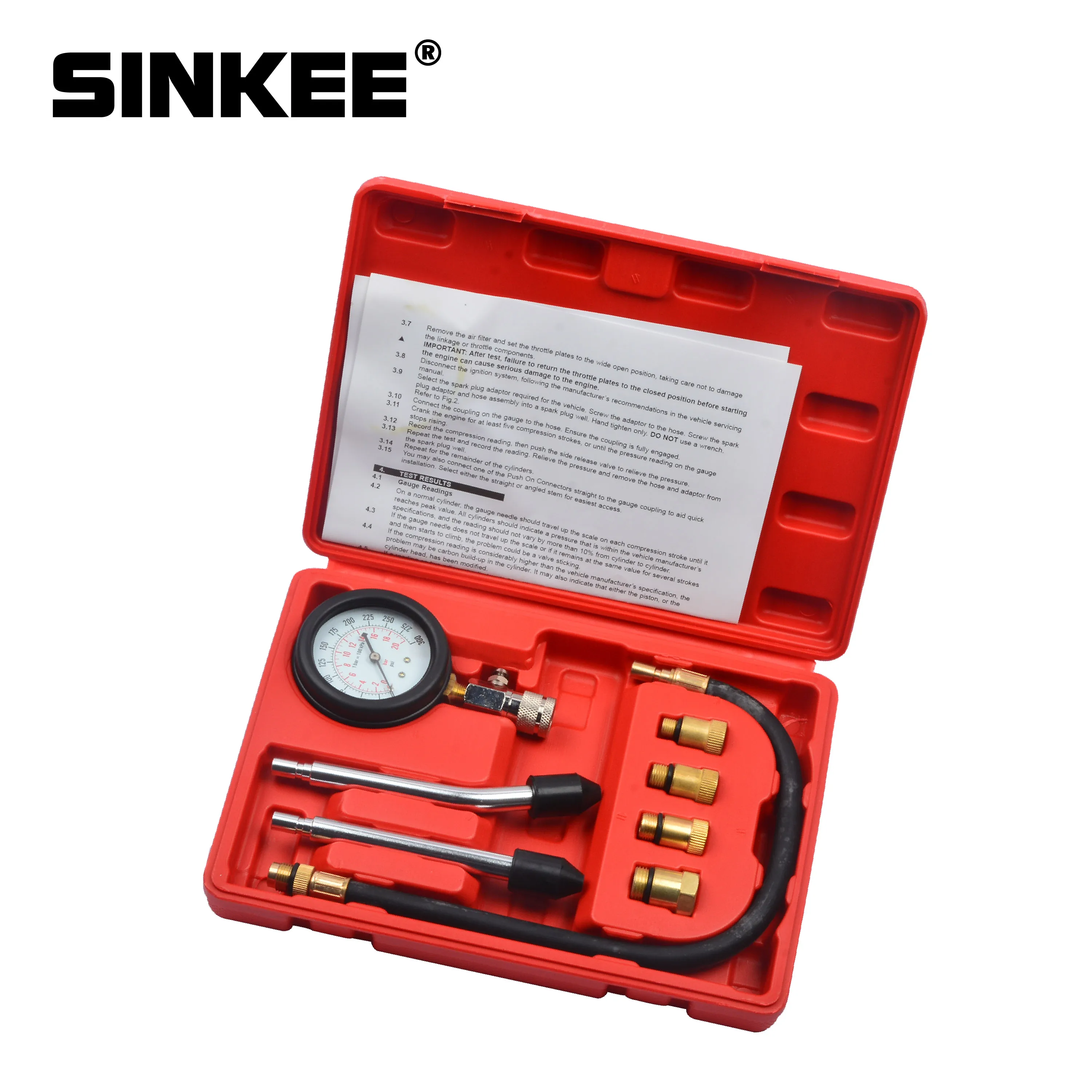 

Petrol Engine Compression Tester Kit 0-300 PSI Cylinder Pressure Gauge M10 M12 M14 M18 Automotive Tool for Motorcycle Car Truck