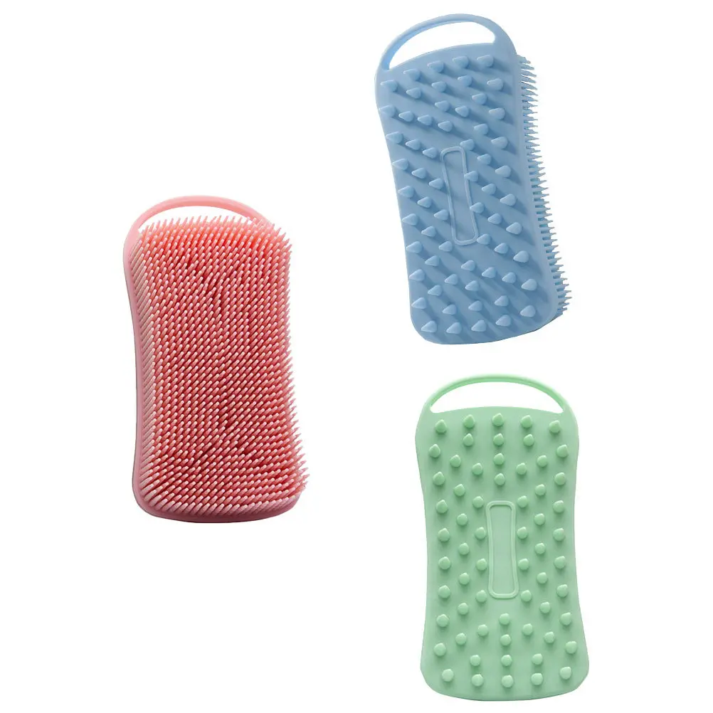 

3Pcs Bath Body Brush Silicone Scrubbing Brush Square Shape Deep Exfoliation Shower Skin Cleaner for Arms Legs Chest Back