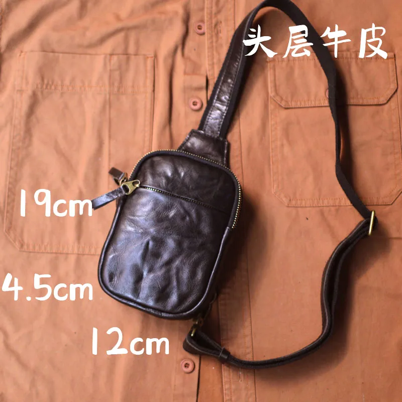 AETOO Crossbody bag Retro men\'s sports chest bag mobile phone bag small satchel commuting day casual mini backpack trend