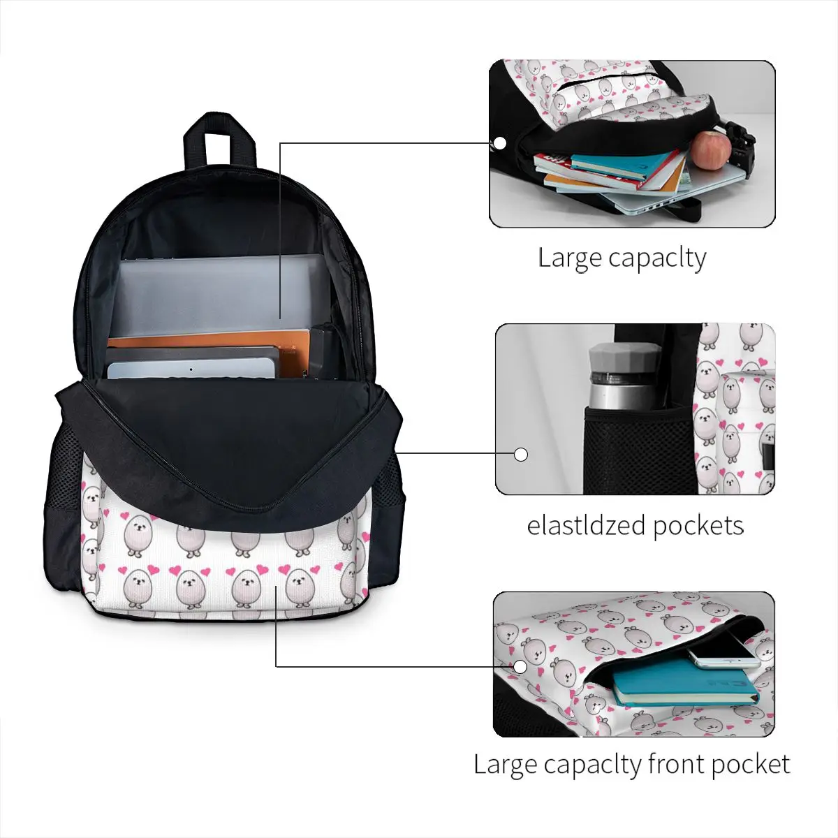 Eggdog-mochila con patrón de dibujos animados para niños y niñas, morral escolar para estudiantes, morral de viaje, bolso de hombro