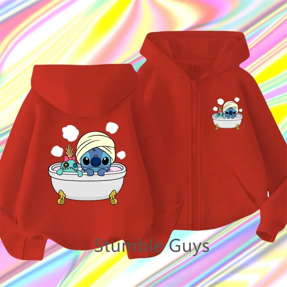 

Zip Kids Clothing Girls Clothing Baby Disney Cute Stitch Cardigan Coat Boys Casual Top 2024 Fall New