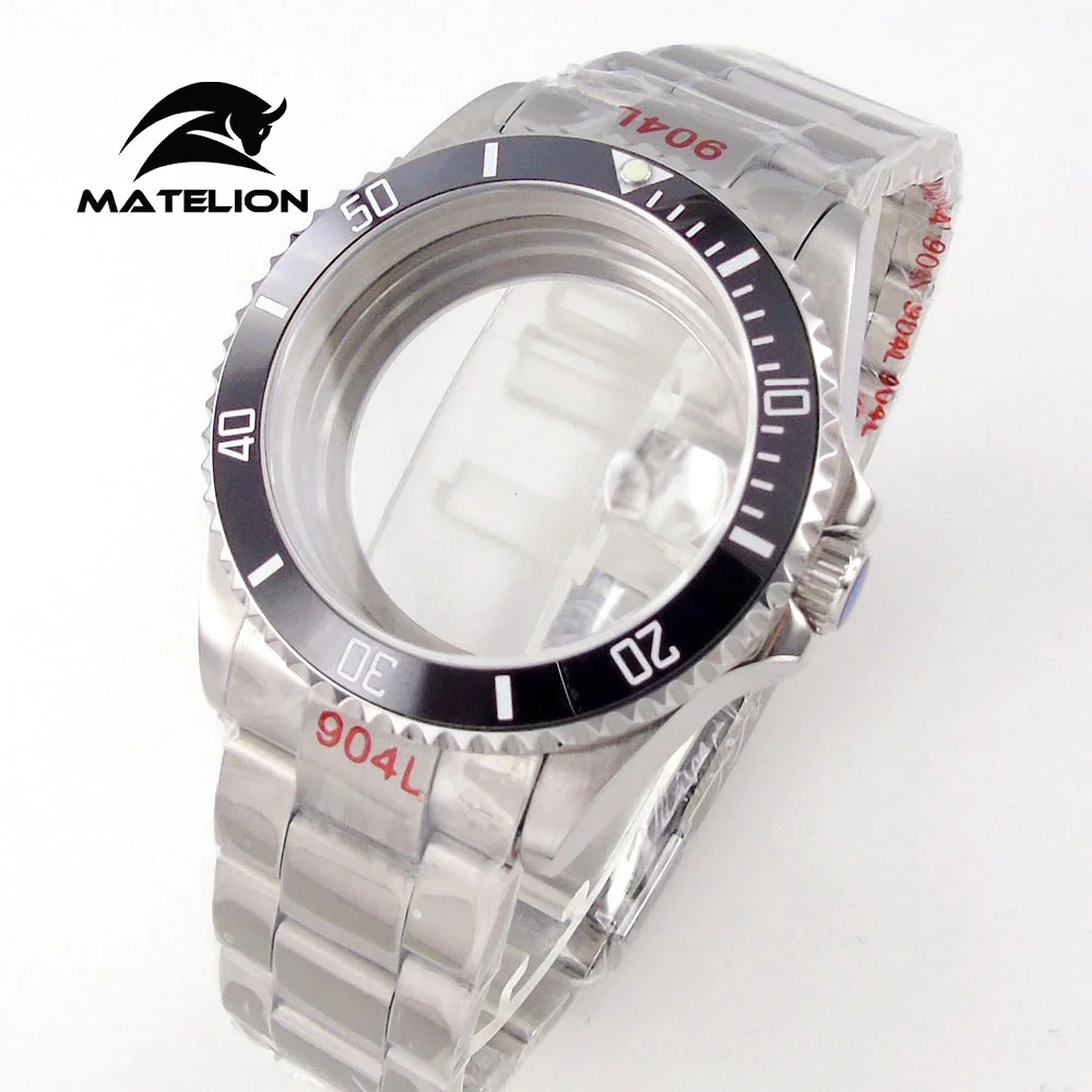 Matelion 20ATM Dive 40mm SUB Case Fit NH35 NH34 GMT ETA 2824 PT5000 Watch Case Steel Bracelet Sapphire 120 Clicks Sliding Buckle