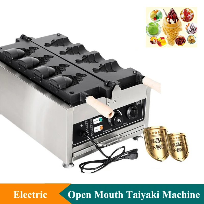 

Electric Open Mouth Fish Shape Waffle Machine Ice Cream Filling Bread Fish Waffle Machine Korean Taiyaki Waffle Maker Machine