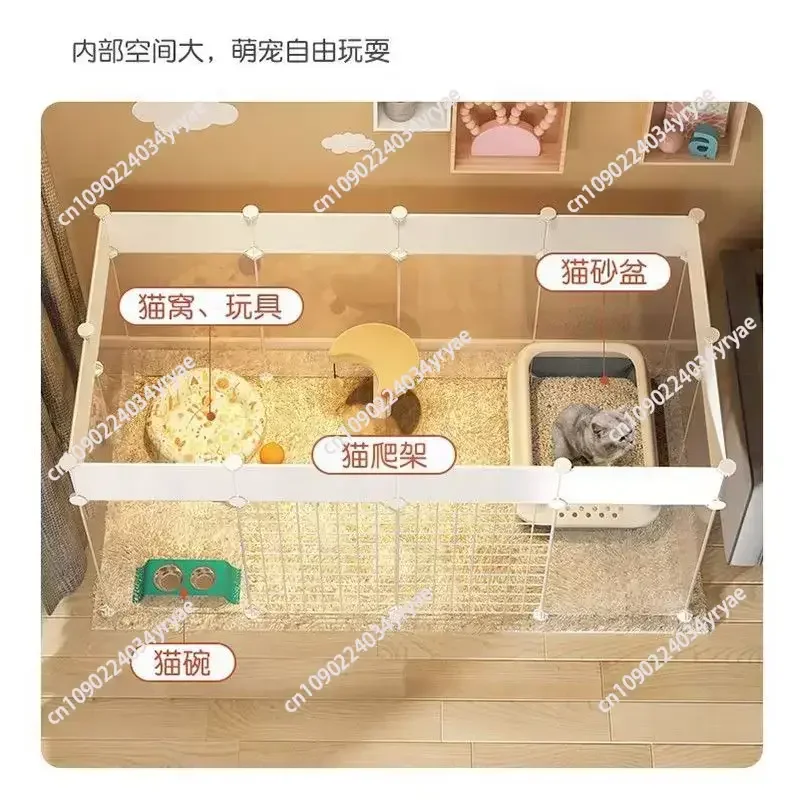 Large Capacity Cats Cage Indoor Transparent Cats Fence Apartment Household Cat House Two-story Cat Villa Four Seasons Pet Cage S