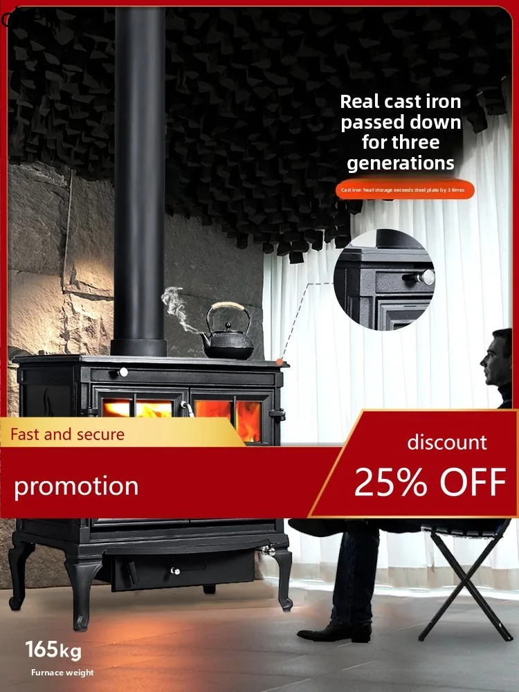 

LXC Vintage Fireplace Cast Iron Heating Stove Home Villa Heater Fireplace